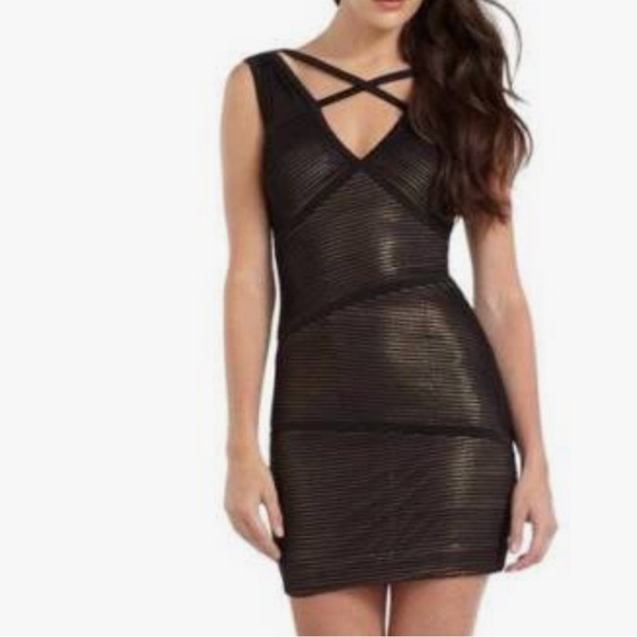 NWT BCBGmaxazria Sven Cross Strap Corseted Bandage Mini Dress - Picture 1 of 12